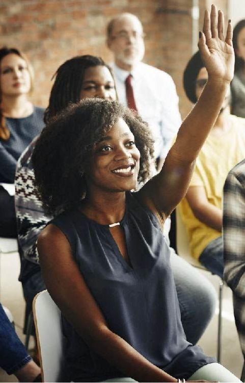 Woman raising her hand